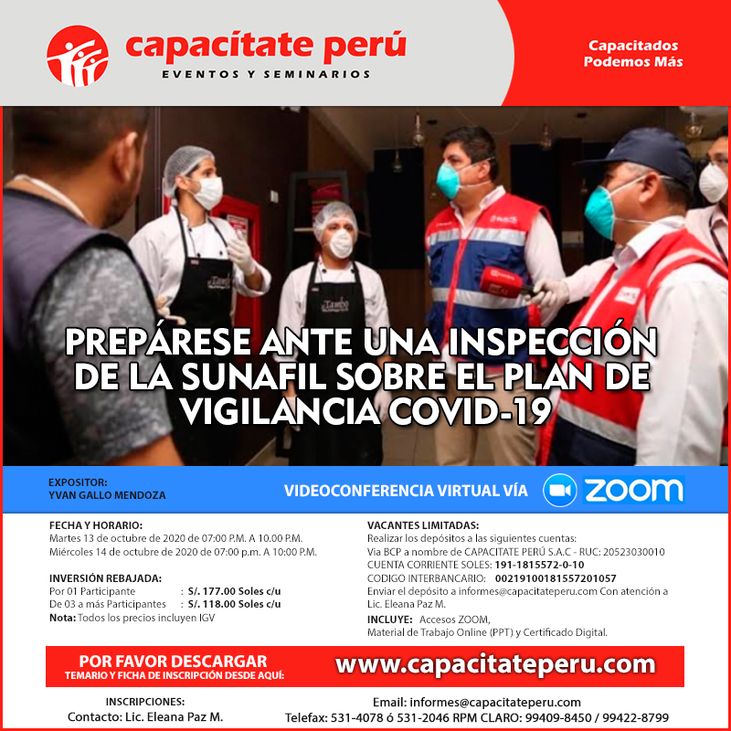 PREPÁRESE ANTE UNA INSPECCIÓN DE LA SUNAFIL SOBRE EL PLAN DE VIGILANCIA COVID-19