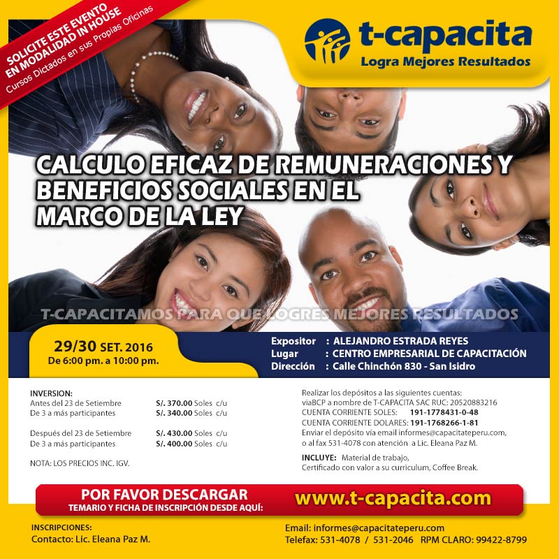 CALCULO EFICAZ DE REMUNERACIONES Y BENEFICIOS SOCIALES 2016